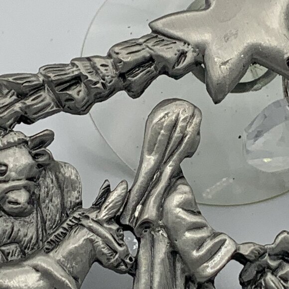 Nativity Scene Window Suction Cup Ornament - Pewter Style - Christmas Decoration - Picture 2 of 8